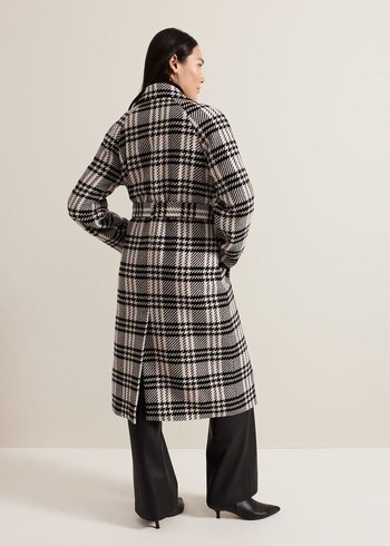 Phase Eight Cassie Check Wool Coats Black/White Canada | SDQOAH-193